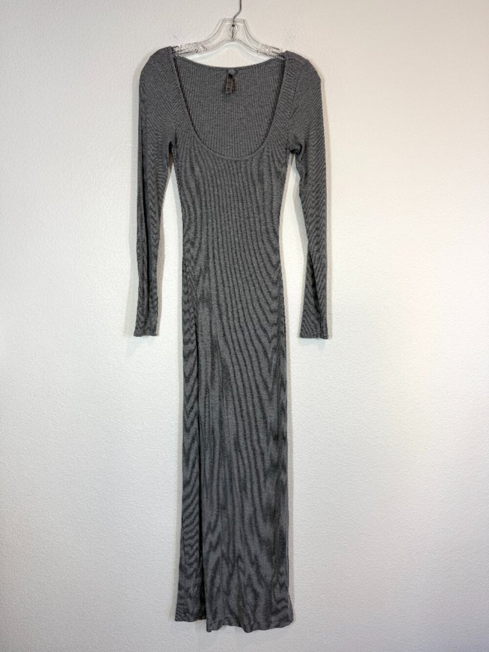 SKIMS Soft Lounge Maxi Dress Long Sleeve Scoop Neck Heather Gray Small Tall - Picture 2 of 9